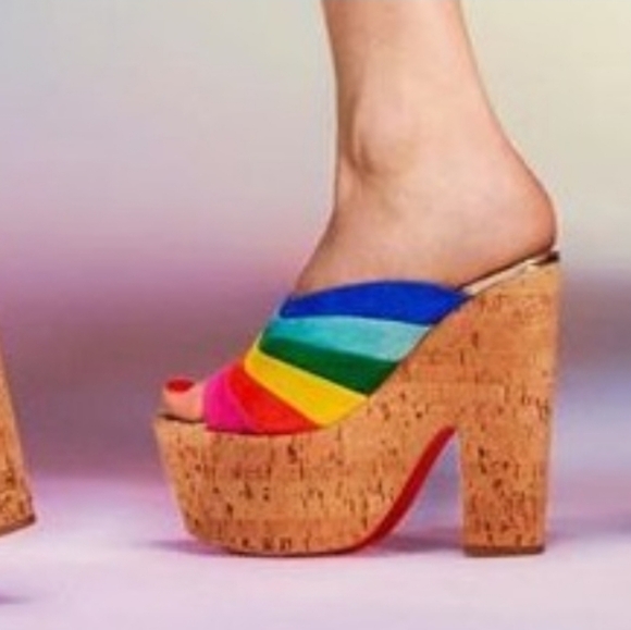 Christian Louboutin O Sister Rainbow Suede Platform Heel Slide Pumps 35 US 5 - Picture 15 of 17